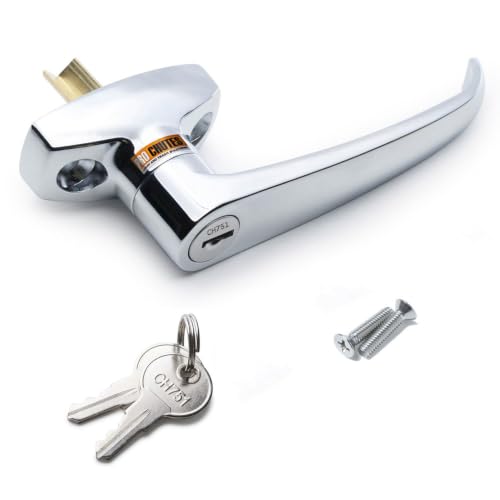 Trash Chute ADA L Handle - Universal Fit for Laundry and Linen Doors with V Spindle for Bottom & Side hinged Doors. Handicap Approved Universal Locking Chrome Knob Hardware Parts