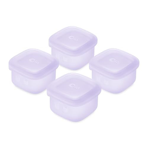 Olababy Silicone Baby Food Storage Containers 4pk, 2oz (Lilac) | For Baby Food, Snacks, Formula, Puree & Sauce. BPA & Micro Plastic-Free. Daycare Essentials for Toddlers. - color: Lilac, size: 2 oz