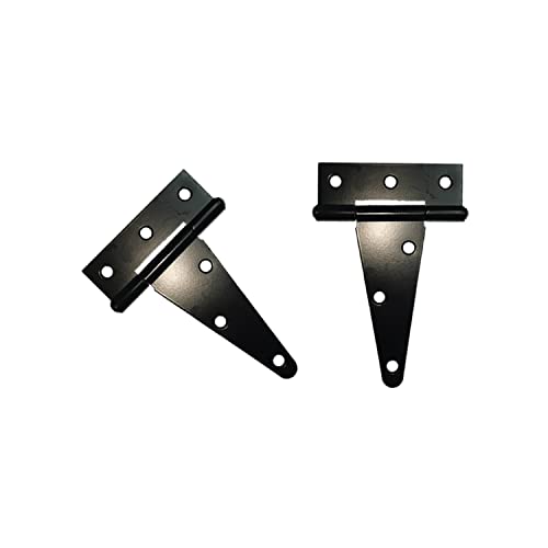 HLMOptimo Heavy Duty T Hinge Tee T Strap Shed Gate Barn Fence Door Hinge Wrought Rustproof All Size Black (2 pcs, 4 inch) - size: 4 Inch, style: 2 pcs