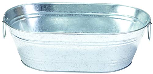 Little Giant® Galvanized Oval Tub | Versatile Utility Metal Tub with Handles | Feeding, Watering & Washing Tub | 4 Gallon - size: 4 Gallons