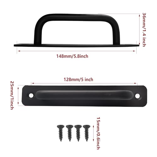 5 inch Sliding Barn Door Handle, Black Aluminium Alloy Gate Handle, Modern Cabinet Pull Closet Door Handle for Sliding Barn Door Gate Cabinet Closet Drawer Kitchen Bathroom, 2Pcs - size: 5 Inch