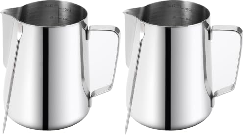 Nicunom Milk Frothing Pitcher 32oz, 304 Stainless Steel Steaming Pitchers 900ml Milk Frother Cup with Art Pen, Espresso Cappuccino Latte Art Barista Coffee Accessories (Pack of 2) - size: 32oz (Pack of 2)