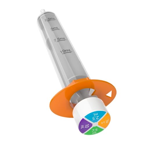 EZY DOSE Kids Baby Oral Syringe & Dispenser, True Easy Design, Color Coded, 10 mL/2 TSP with Bottle Adapter, 10 mL/2 TSP, Clear