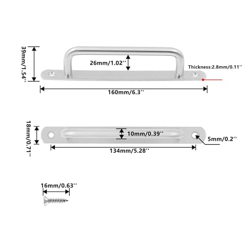 Barn Door Handles, Door Pull Handles with Plate,201 Stainless Steel Pull Handles,Metal Sliding Door Pull Handles,Shed Handle Pulls for Closet Cabinet - color: Silver, size: Hole Center:134mm/5.28''