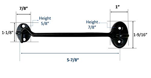 Heavier Duty Brass Door Hook Latch & Eye, 6", Matte Black, Made in Taiwan, 1 Pack - color: Matte Black, size: 1 Pack (6")