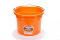 Little Giant® Flat Back Plastic Animal Feed Bucket | Animal Water and Feed Bucket with Metal Handle | 8 Quarts | Orange - color: Orange