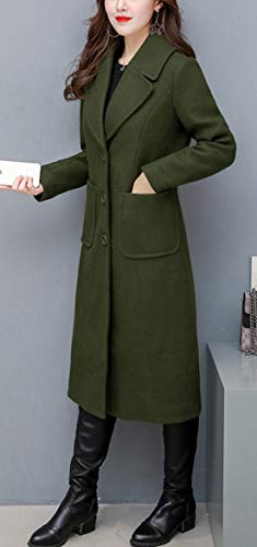 chouyatou Women's Big Notch Lapel Single Breasted Mid-Long Wool Blend Coat - color: Army Green, size: Medium