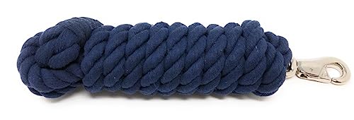 10 Ft Cotton Lead Rope, 3/4 in, Bull Snap Navy Blue - color: Navy Blue
