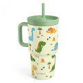 SANDJEST Dinosaur Stainless Steel Tumbler 20oz with Handle and Silicone Straw Locking Lid for Kids Boys, Birthday Christmas Back to School - color: Dinosaur