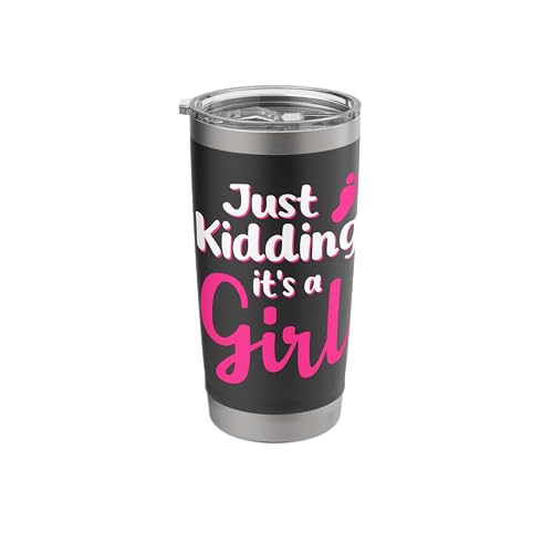 Just Kidding It's a Girl Pink Gender Reveal Party Supplies Stainless Steel Insulated Tumbler