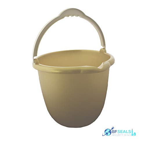 Buckets ECO-Plastic, 5 Pack Made in U.S.A. Ergonomic Bottom and handling 2,3 Gallon. Gold Color.