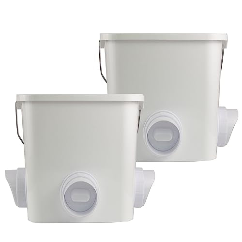 Automatic Chicken Feeder Set Hanging Chicken Feeder No Waste Poultry Feeder Kit 20lb Chicken Feed Container - color: white
