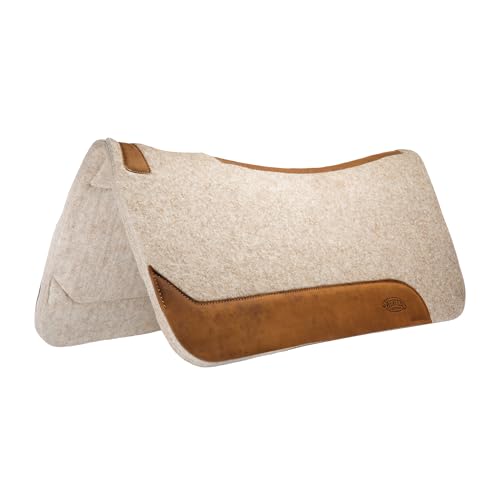 Weaver Equine 33" x 32" Contoured Wool Blend Felt Horse Saddle Pad, Shock Absorbing Western Saddle Pad for Protection, Durable Equine Supplies, ‎Tan - size: 33" L x 32" W - 3/4" Thick