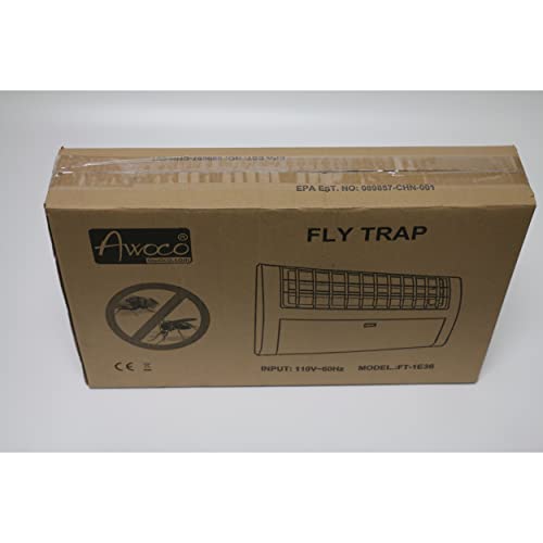 Awoco LED 13W 100V-240V Wall Mount Sticky Fly Trap Lamp for Capturing Flies, Mosquitoes, Moths and Flying Insects (Fly Trap + 6 Glue Boards) - size: Fly Trap Combo