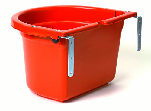 Little Giant® Plastic Fence Feeder | Pig Feeder | Clip On Fence Feeder | Mountable Feed Bucket | 20 Quarts | Red - color: Red, size: 20 Quarts
