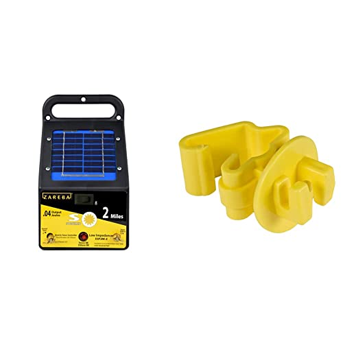 Zareba ESP2M-Z 2-Mile Solar Low Impedance Electric Fence Charger & ITY-Z Standard Snug-Fitting T-Post Insulator, 25 per Bag