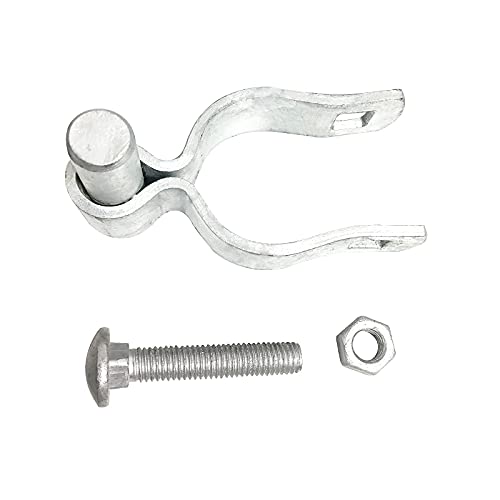 2 Pack Chain Link Fence Gate Post Hinge for 1-5/8" Outside Diameter Post/Pipe, Pressed Steel Post Hinge, Galvanized Chain Link Gate Male, Nut/Bolt Included - size: 1-5/8