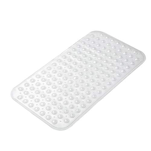 AmazerBath Bath Tub Mat, Medium Size 27.6 x 15 Inches Non-Slip Shower Mats with Suction Cups and Drain Holes, Bathroom Bathtub Mats Machine Washable (Clear) - color: Clear, size: 27.6" x 15" (Rectangular)