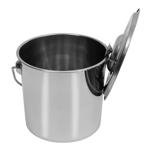 Stainless Steel Bucket, 12L Stainless Steel Food Bucket Stainless Steel Handle Pail Bucket Milk Bucket with Lid for Commercial Home Use (12L) - size: 12L