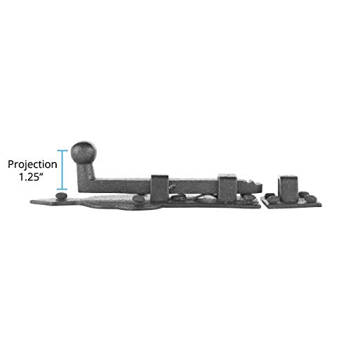 Renovators Supply Manufacturing Slide Bolt Latch 3 3/4 in. Black Wrought Iron Ball Tip Style Slide Bolt with Mounting Hardware - size: Pack of 1, style: 3.75 inch - Ball Tip