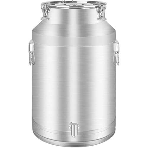 304 Stainless Steel 60 Liter Milk Can Milk Bucket Wine Pail Bucket with Spigot 15.85 Gallon Milk Can Tote Jug with Sealed Lid Heavy Duty for Milk and Wine (60L) - size: 60L