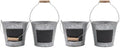Hosley Set of 2 Metal Pail with Chalkboard and Plastic Liner 7" Dia x 6" H. Ideal Gift for Floral Arrangements Wedding House Warming Floral Planter DIY Craft Home Office Party Garden Patio (Pack of 2) - size: 2 count (Pack of 2)