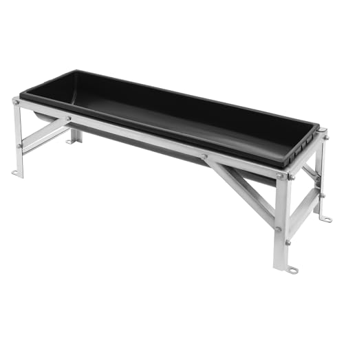 40in Livestock Feed Trough, 9.25gal Pasture Feeder with Deeper Feeding Pan and Stand, Galvanized Steel Sheep Feeder Trough for Goats Sheep Deer Pigs Cows Ponies and Horses (Black) - color: Black