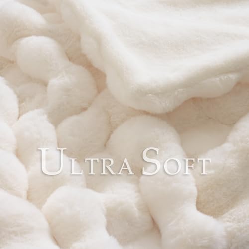 BENVWE Faux Fur Throw Blanket for Couch - Thickened Fluffy Soft Bubble Blanket for Living Room Home Decor - Mothers Day Birthday Gifts for Women Men, Cream White, 50" x 60", 1300GSM - color: Cream White, size: Throw(50" x 60")
