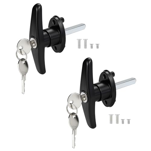 Truck Cap T-Handle Lock Set (Left & Right), Keyed Alike Black Replacement Kit for Camper Shell Topper, Complete Pair (Cam Locks Not Included) - style: Key Lock(Left & Right)