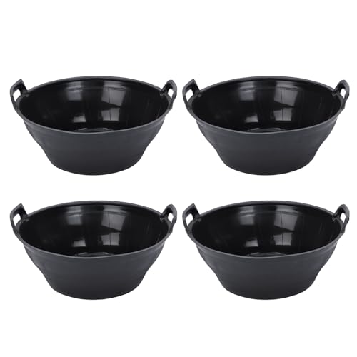 4Pcs Multi-purpose Flexible Feeder Pan, Large Feed Bucket for Animal Feeding, Livestock Water Bowl Chicken Dust Bath Tub for Horse Goat Pig Dog Farm Livestock Poultry