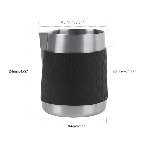 IKAPE Espresso Milk Pitcher, 15.04/450ml Milk Frothing Jug without Handle, Espresso Steaming Pitcher with Sharp Spout for Espresso Barista Tool(silver) - color: Silver