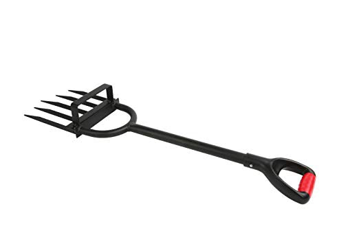 5-Tine Heavy Duty Pitch Fork for Gardening - Long Handled Digging Fork Garden Claw Weeder