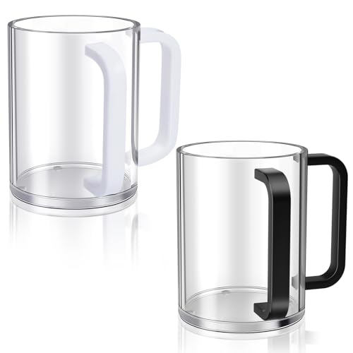 2Pcs Washing Cup Judaica with Dual Handles, Unbreakable Clear for acrylic Netilat Yadayim Cup for Everyday & Passover Seder, Shabbat, Shul, Synagogue & Home (BLACK&WHITE) - color: BLACK&WHITE