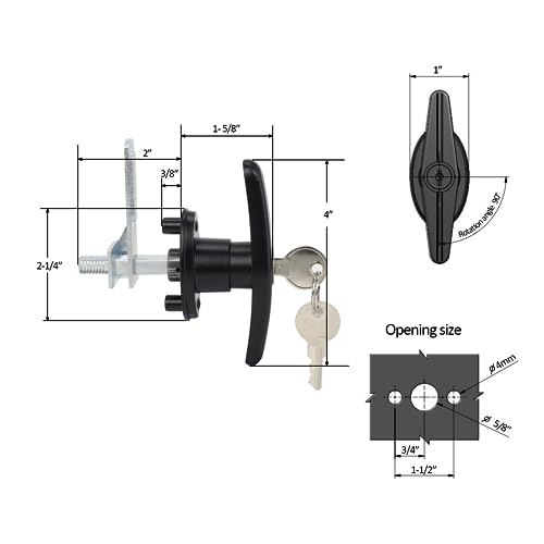 Keyed-Alike Locking T-Handle Kit for Truck Camper Shell/Cap & Topper - Black T-Handle Lock Set with Door Compatibility (Right) - style: Matching Set(Right)