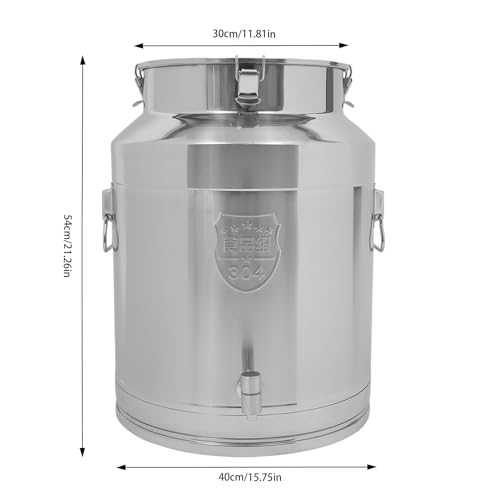304 Stainless Steel Milk Can with Spigot, 64L/16.90Gal Metal Water Beverage Drink Dispenser with Lid, Airtight Milk Bucket Wine Pail, Food Storage Container for Kitchen Party