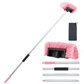 Car Wash Brush with Long Handle, 60'' Soft Bristle Cleaning Brush, Car Cleaning Brushes, Carwash Brushes for SUV, RV, Boat, Truck, House Siding, Sweep Snow,Pink - color: Pink