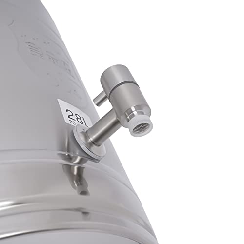 Stainless Steel Sealed Milk Barrel with Spigot，28L/7.39Gallon Large Milk Bucket Wine Can Pail Tote Tank with Sealed Lid & Handle for Milk Wine Oil Liquid Tranport Storage Container - size: With Spigot