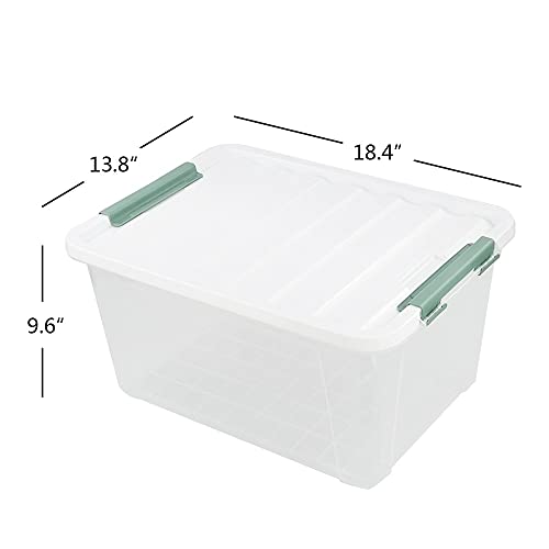 Gloreen 35 Quart Clear Storage Bins with Lid, Multipurpose Boxes Set of 4 | Stackable Plastic Latches Storage Containers - size: 35 Quart, 4 Packs