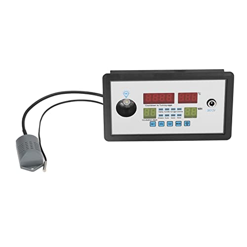 Fdit Intelligent Incubator Thermostat Controller, Digital Automatic Temperature Humidity Monitor with Alarm Egg Light Countdown Timer 12V ABS 150 x 88 x 30 mm for Egg Hatchers