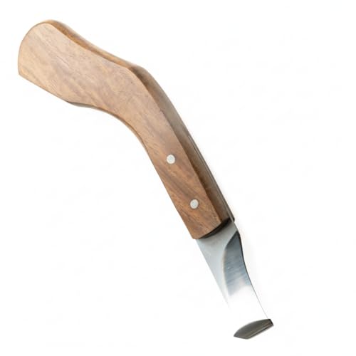 Farrier Tool - Japanese Stainless steel Double Edge Sharp Hoof Knife - Smooth Wooden Handle made of Premium Materials for Right Hand