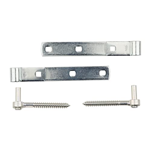 National Hardware Screw Hooks Strap Hinges, 8", Steel, 2-Pack, Zinc Plated | Screw Hooks Drive Into Posts for Adjustable Alignment on Gates, Barn Doors and Sheds; Indoor or Outdoor - size: 8 Inch