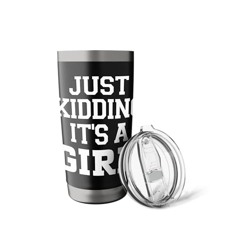 Just Kidding It's a Girl Pink Gender Reveal Party Supplies Stainless Steel Insulated Tumbler