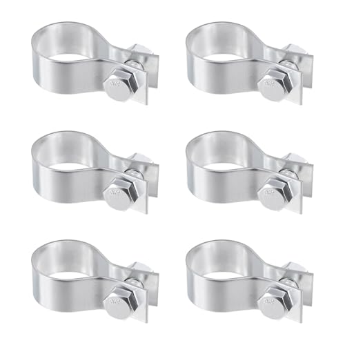M METERXITY 6-Pack Brace Bands Chain Link Fence Parts, 13/16 Inch Galvanized Steel Chain Link Brace Band with Bolts and Nuts for Fence/Gate/Posts/Rust-Resistant [Silver] - size: 13/16 inch
