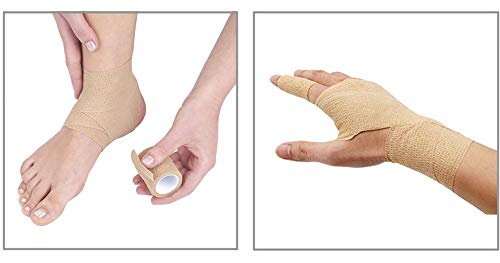 12 Pack 2" x 5 Yards Self Adhesive Elastic Bandage Wrap Stretch Self-Adherent Tape for First Aid,Sports, Wrist, Ankle (Skin Colors) - color: Skin, size: 2 Inch (Pack of 12)