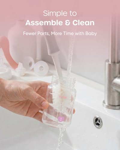 Nuliie 8010 Manual Breast Pump, Adjustable Suction with Temperature-Indicating Bottle, 6oz Wide-Neck Bottle, Narrow-Neck Adapter, Hand Pump Breastmilk with Flanges, BPA-Free, Heat Resistant