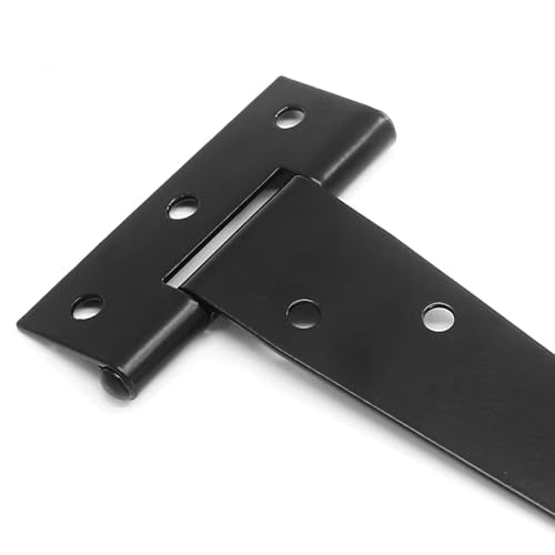 Murtenze Heavy Duty T-Strap Hinge, Black, 10 Inch, 6 pcs | Shed Door Hinges, Gate Hinges, Tee Hinge Wrought Hardware, For Wooden Fences Yard, Rustproof - color: Black, size: 10 Inch - 6Pack