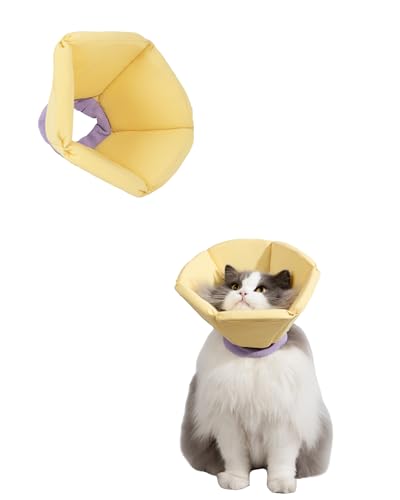 Lightweight Cat Cone Collar, Waterproof Soft Recovery E-Collar for Cats & Small Dogs, Adjustable Protective Elizabethan Collar to Prevent Licking & Biting, Easy-Clean Quick-Dry Design, Yellow XL Size - color: Yellow, size: X-Large