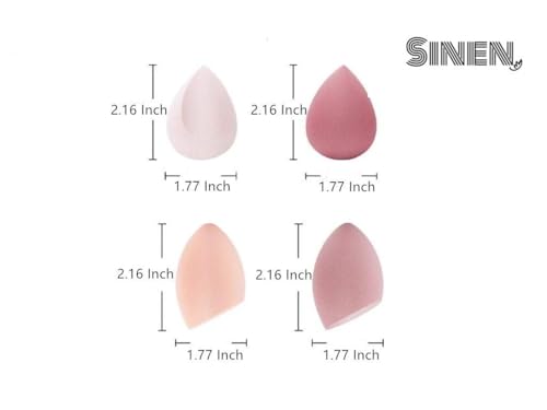 Sinen 4 Pcs Dry and Wet Use Makeup Sponge Set Blender Beauty Foundation Blending Sponge for Liquid, Cream, and Powder with Egg Holder Box