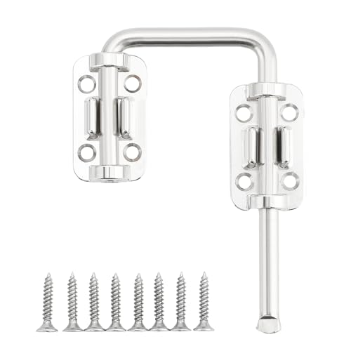 Mooche Sliding Door Lock,90/180 Degree Installation Loop Bolt Lock,Sliver | U-Bolt Lock Door Security Latch, 4 Inch Barn Door Lock Zinc Alloy Screws Included for Uneven Door Toilet Fence Garage - color: Sliver