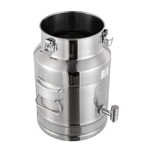 Stainless Steel Milk Can, 15 Liter Seamless Milk Jug Wine Pail Bucket with Spigot 3.96 Gallon Anti-Leak Liquid Storage Container Milk Pail with Sealed Lid for Milk and Wine (15L with Spigot) - size: 15L with Spigot